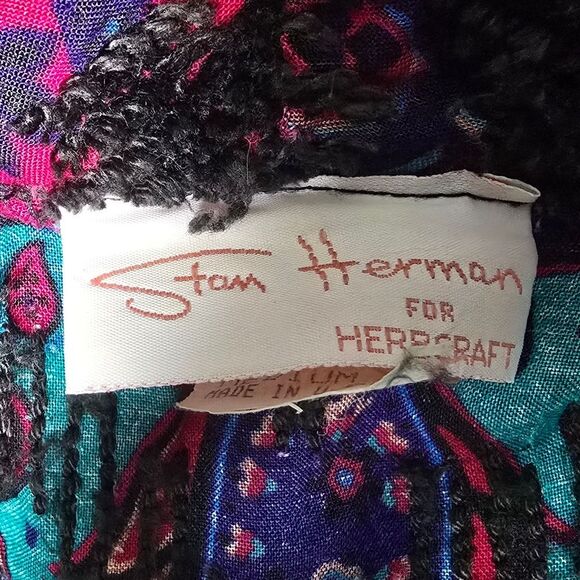 Vintage 50s Stan Herman for Herbcraft Chenille Satin Paisley Art Deco Housecoat - Picture 8 of 10
